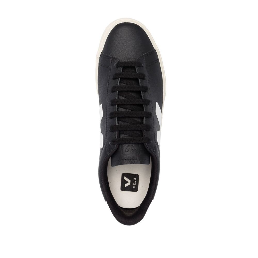 Veja Campo Black And White Low Top Sneakers In Vegan Leather Man In Black