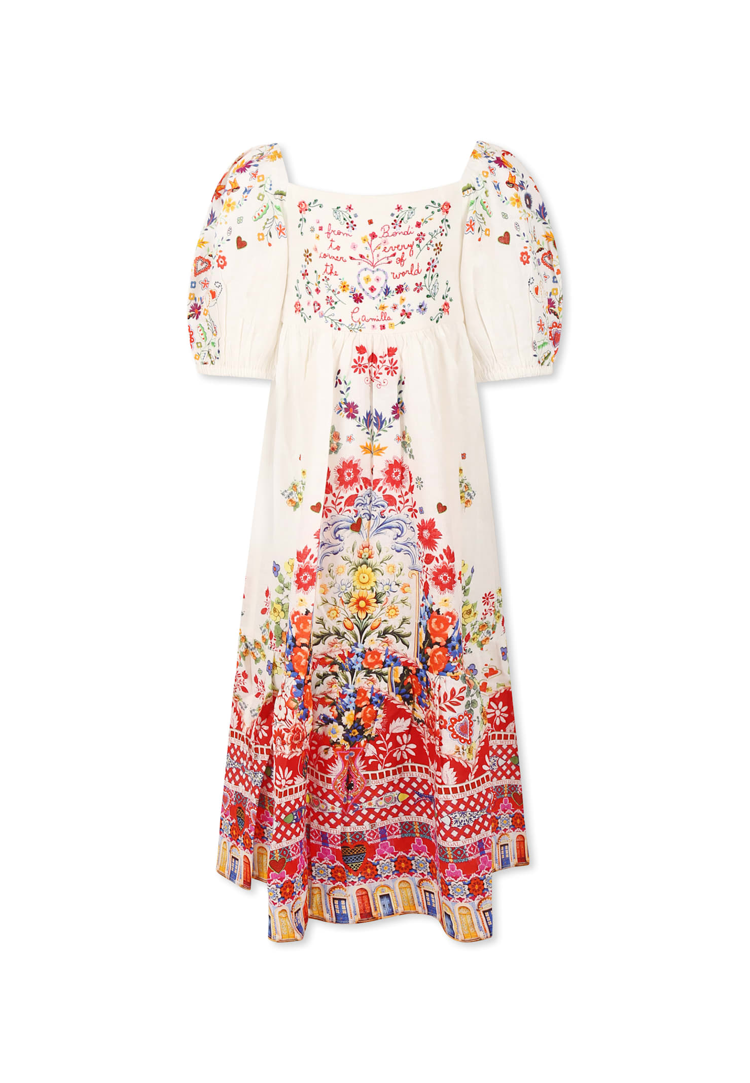 CAMILLA WHITE DRESS FOR GIRL WITH FLORAL PRINT