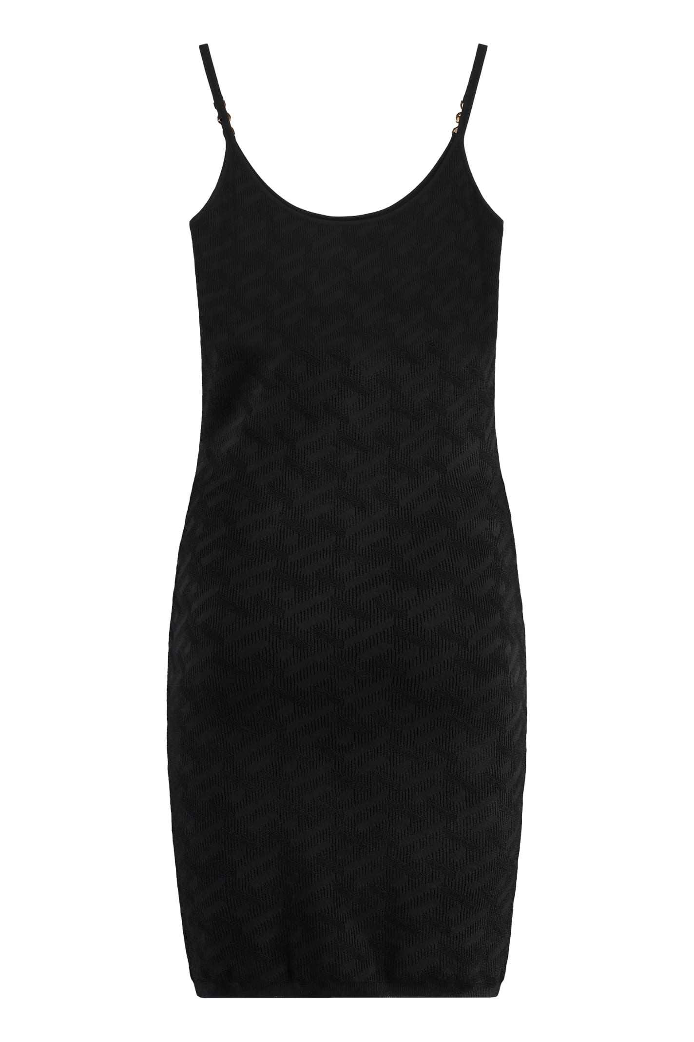 Shop Versace Stretch Sheath Dress In Black