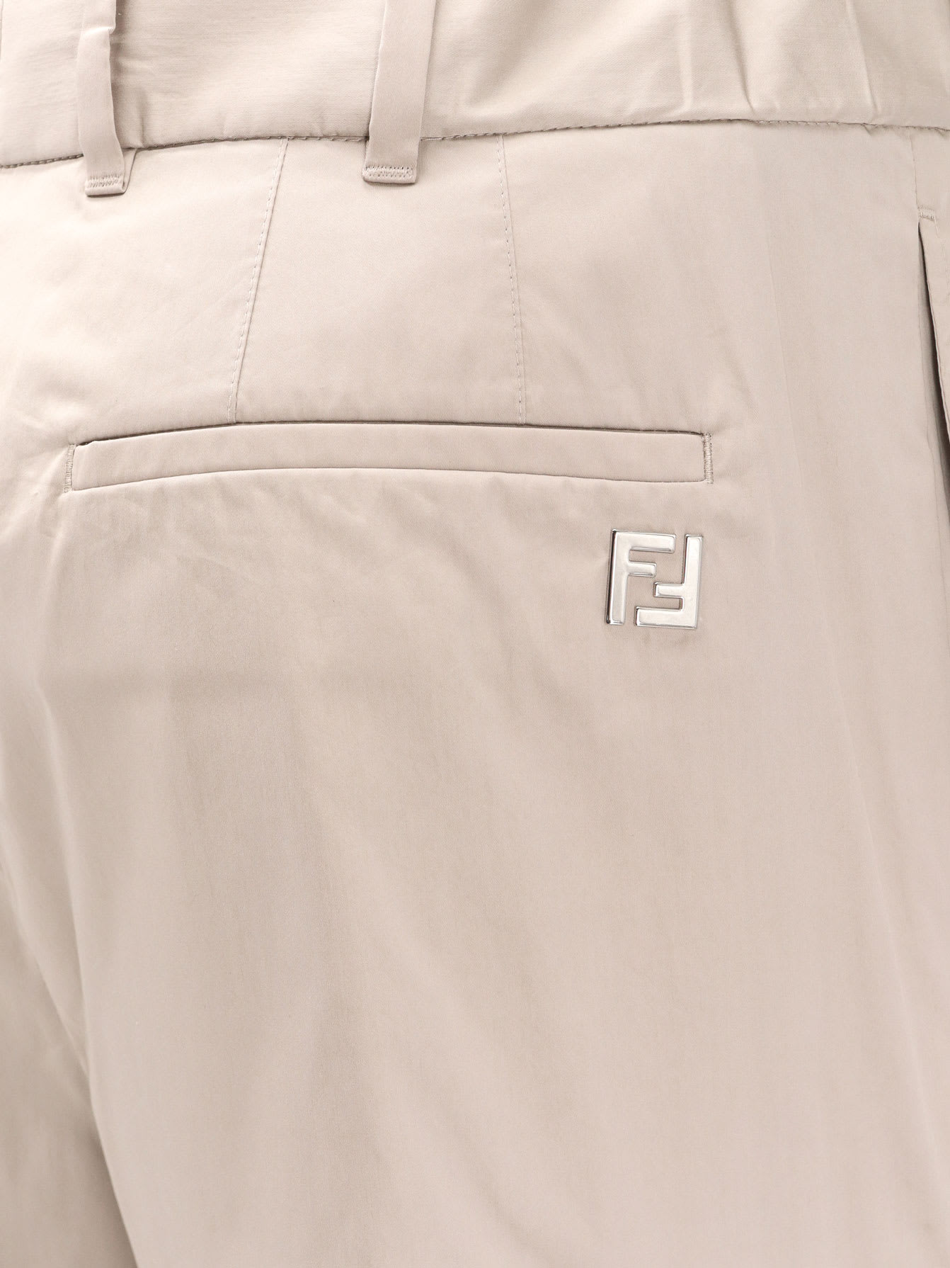 Fendi Cargo Fluid Cotton Trouser In Grey