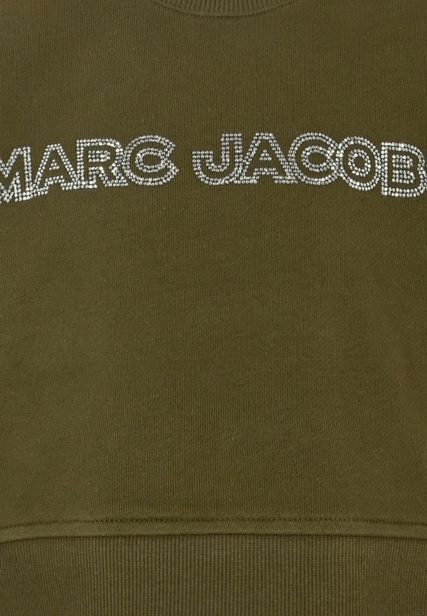 Marc Jacobs Green Cropped Sweatshirt For Girl With Logo In Green