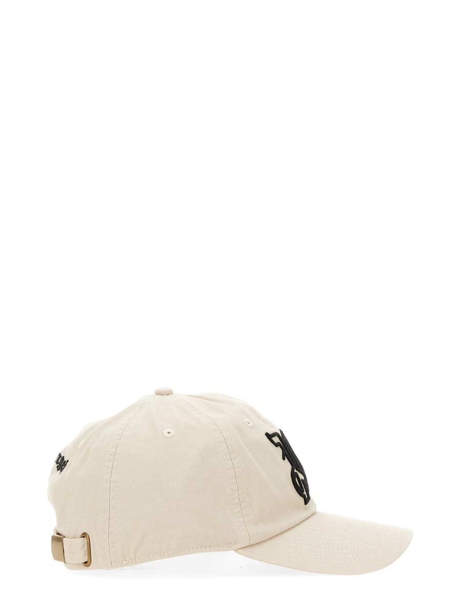 Shop Palm Angels Baseball Hat With Logo In Beige