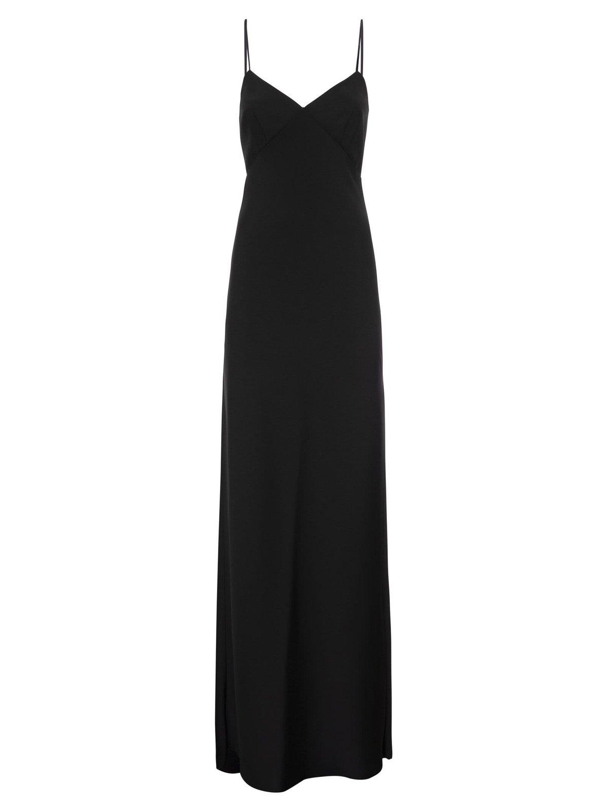Shop Max Mara V-neck Satin Slip Dress In Black