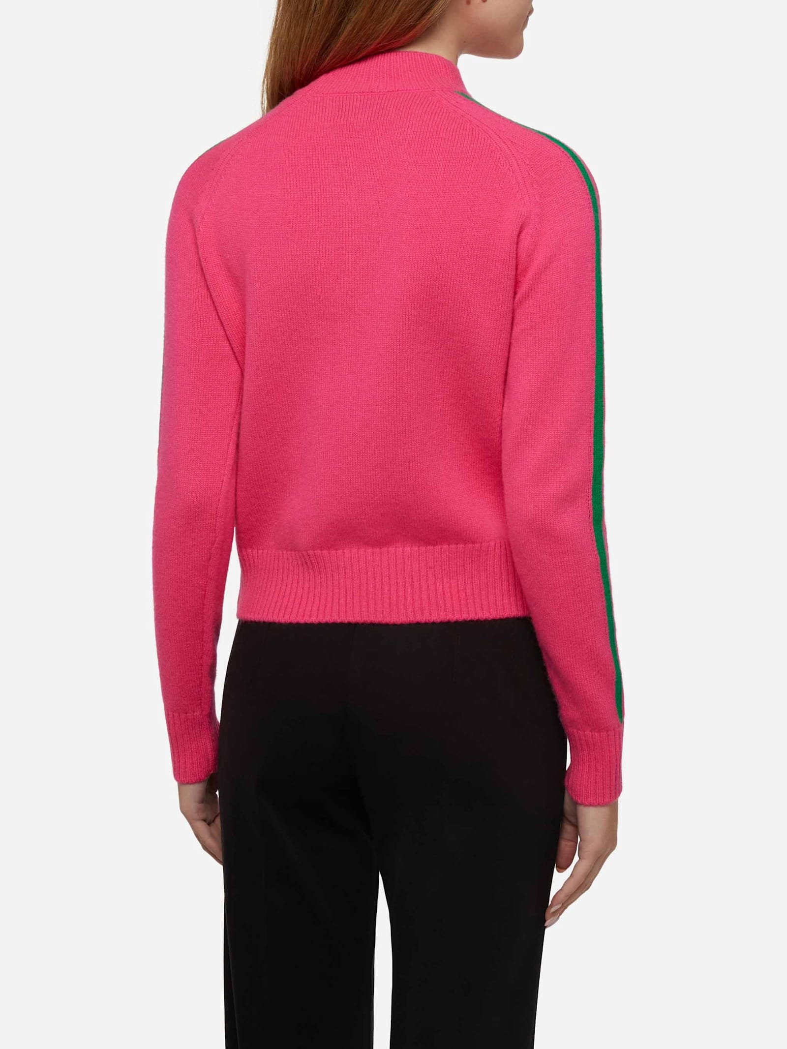 Mc2 Saint Barth Woman Half-turtleneck Sweater With Apres Ski Embroidery In Pink