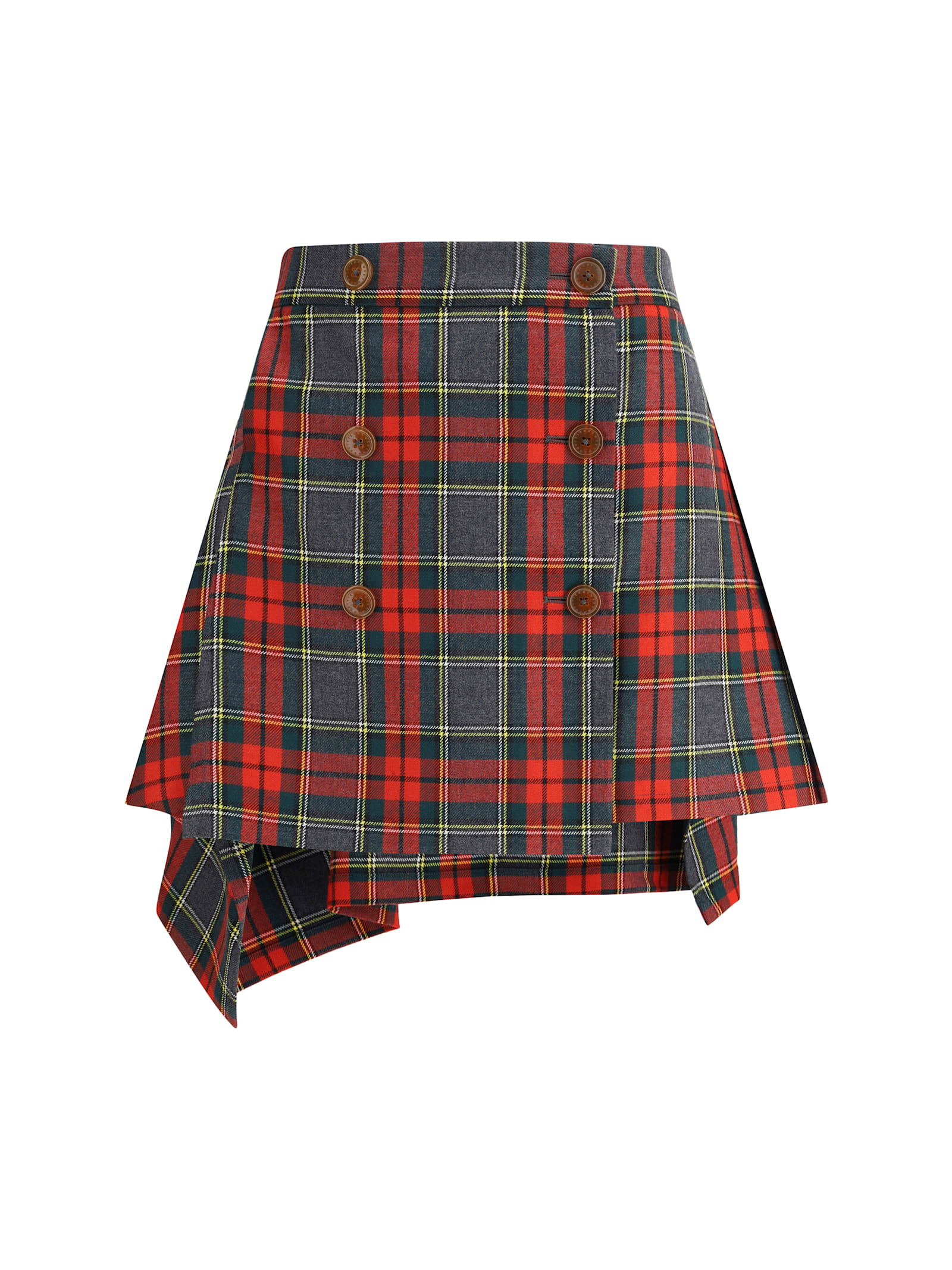 Vivienne Westwood Asymmetric Wrap Skirt With Check Pattern And Button Fastening In Multi