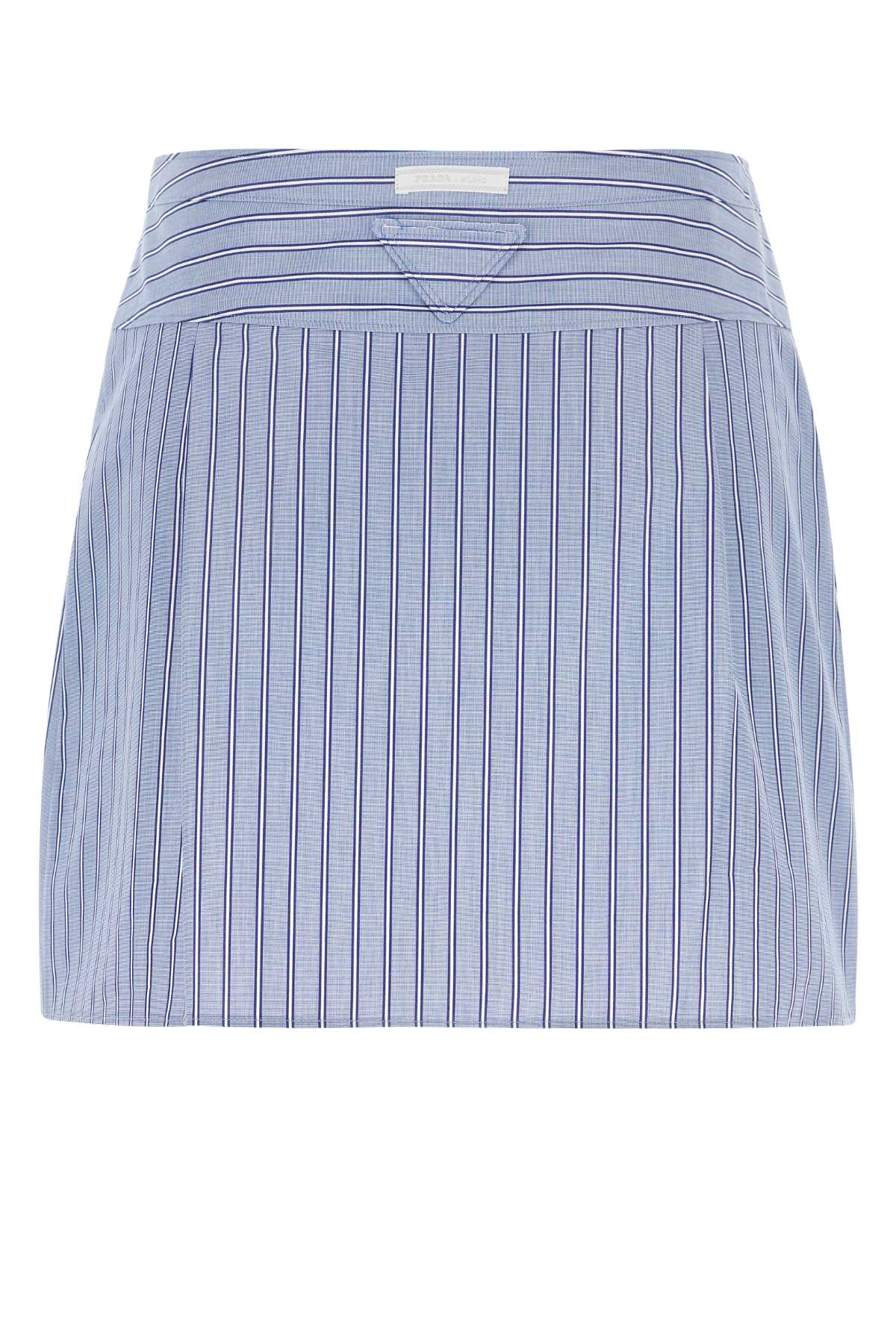 Shop Prada Embroidered Chambray Mini Skirt In Bleu