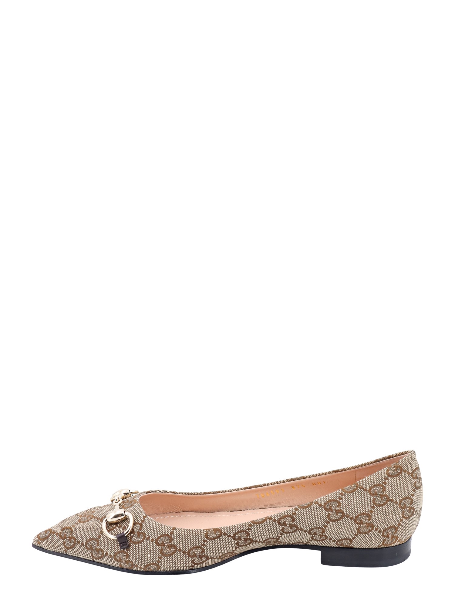 Gucci Horsebit Gg Canvas Pointed-toe Flats In Beigeebonycocoa
