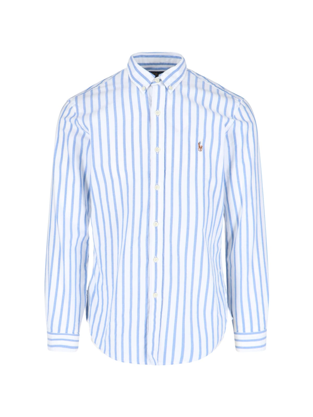 Polo Ralph Lauren Embroidered Stripes Oxford Shirt In Pink