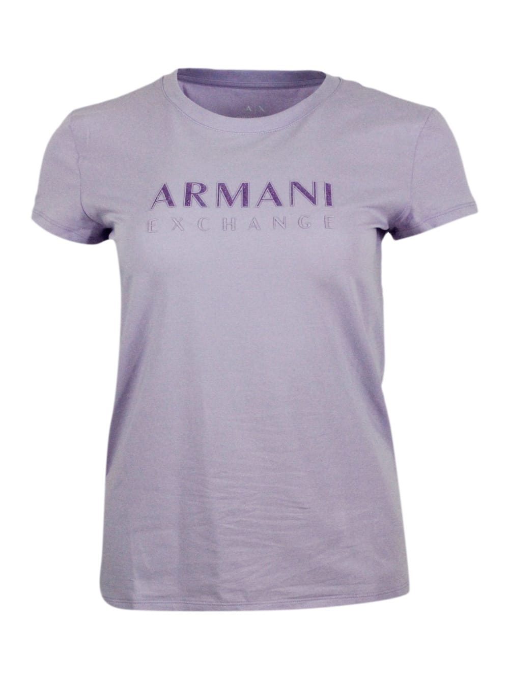 Short-sleeved Crew-neck T-shirt With Logo On The Chest In Stretch Cotton And Lurex Logo Writing