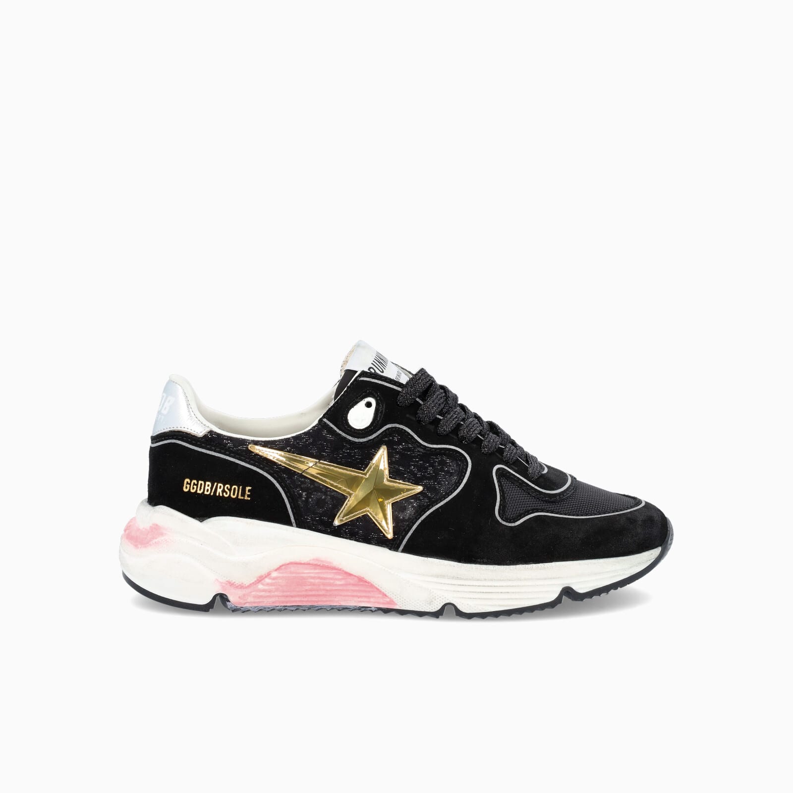 Golden Goose Running Sole In Suede And Mesh With Golden Star