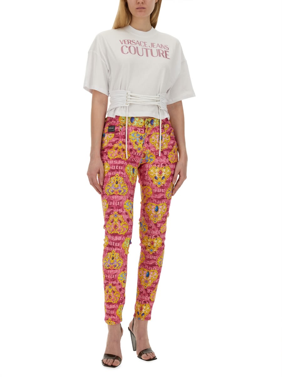 Shop Versace Jeans Couture Skinny Fit Jeans In Multicolour