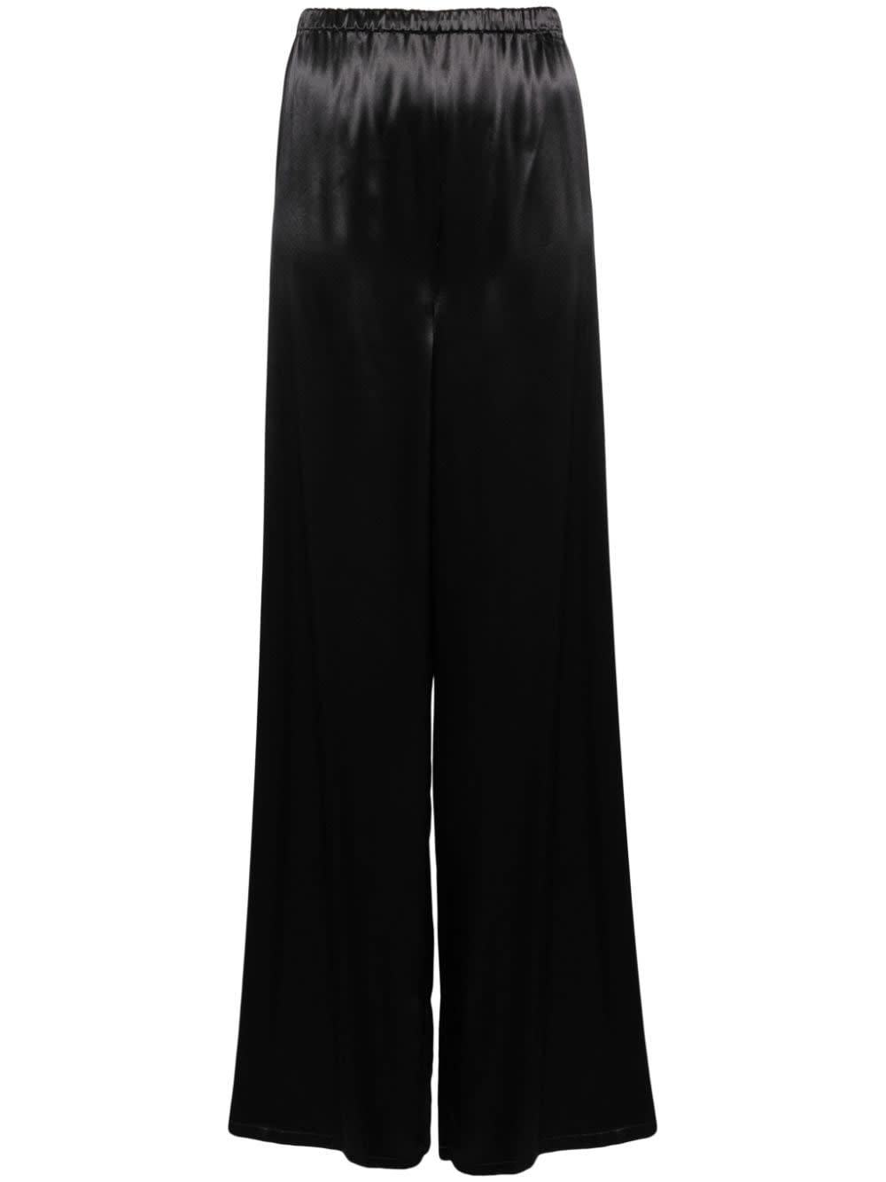 Ferragamo Women Satin Wide Leg Trousers In Black