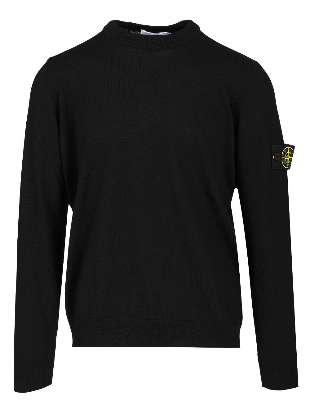 Stone Island Lightweight Wool Crew Neck Sweater With Raglan Sleeves Clothing In Black