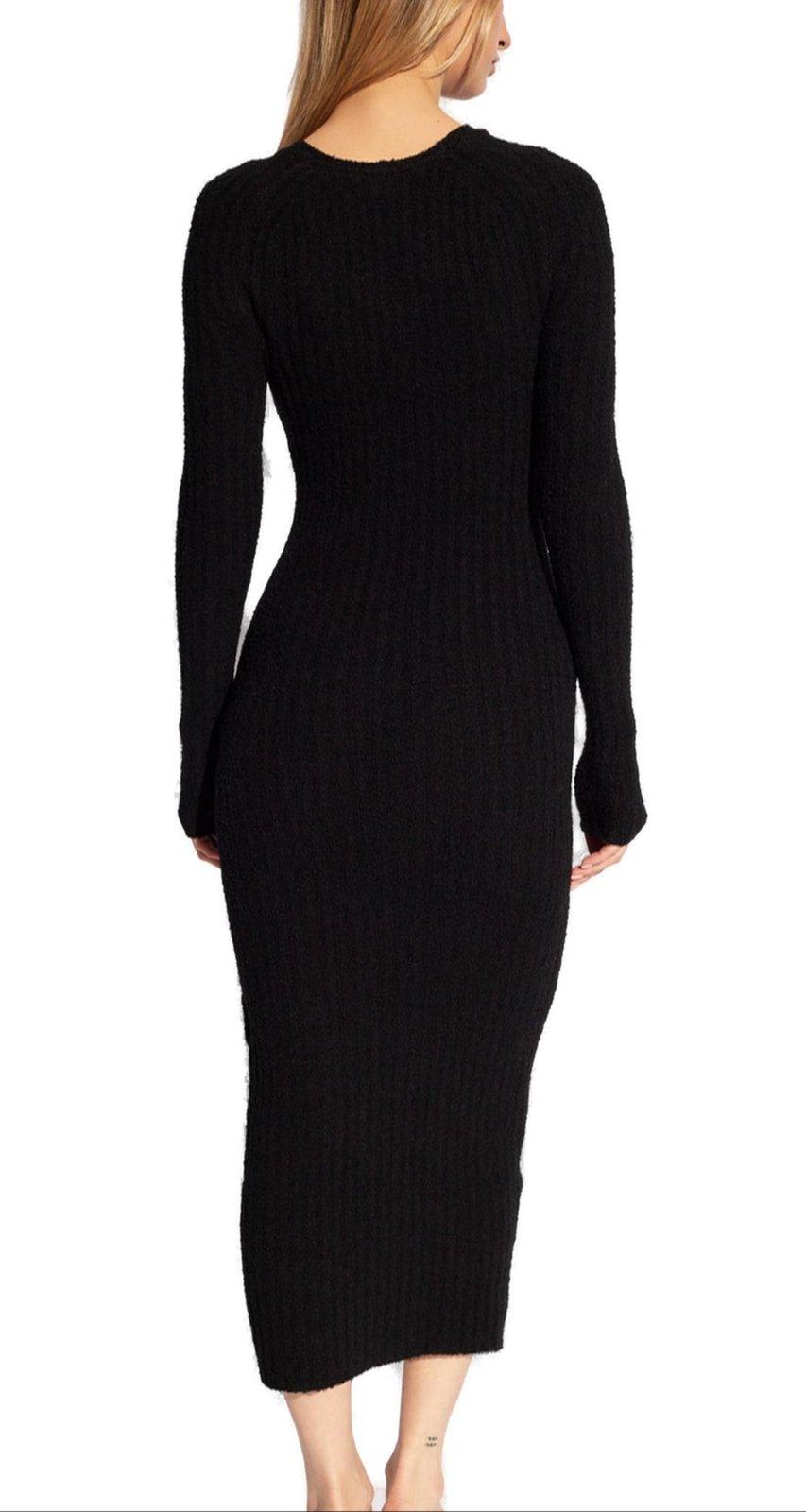 Shop Totême V-neck Ribbed-knit Maxi Dress In Black