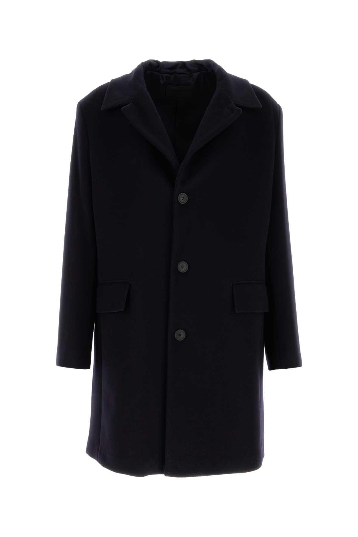 Shop Prada Midnight Blue Wool Blend Coat In Bleu