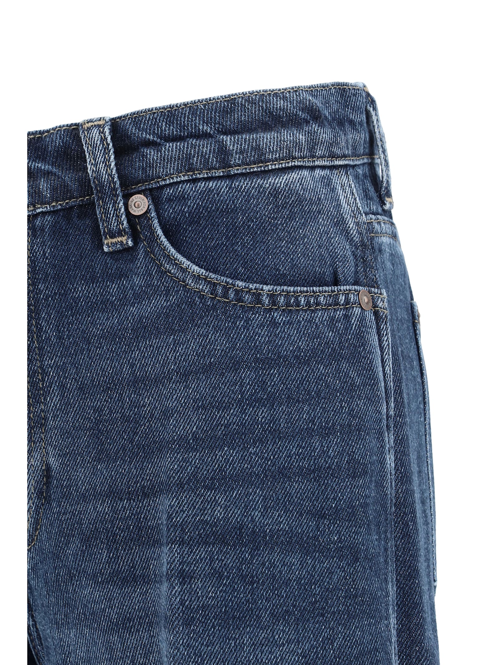 7 For All Mankind Flared Leg Denim Jeans In Mid Blue