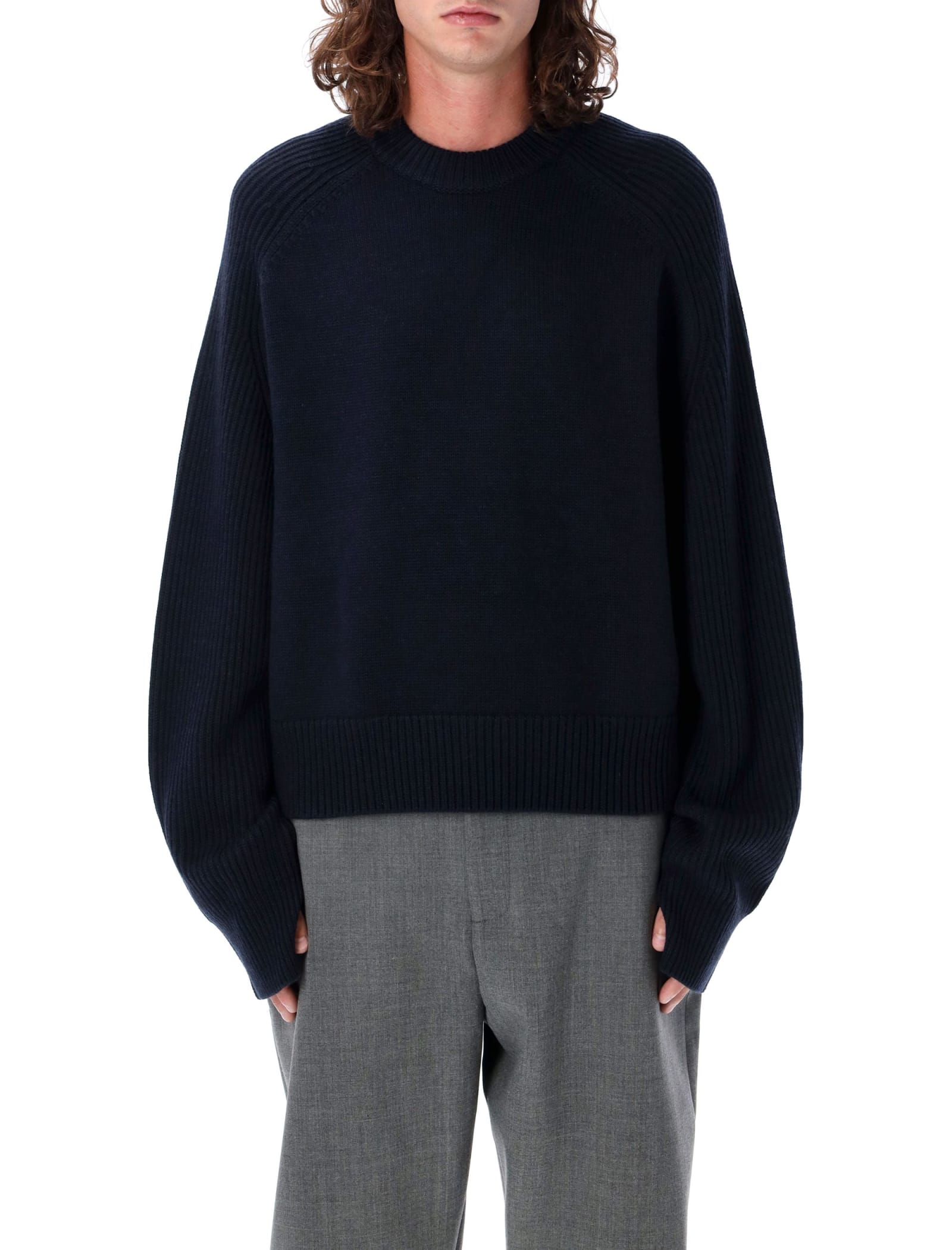 Shop Studio Nicholson Fisherman Sweater In Navy