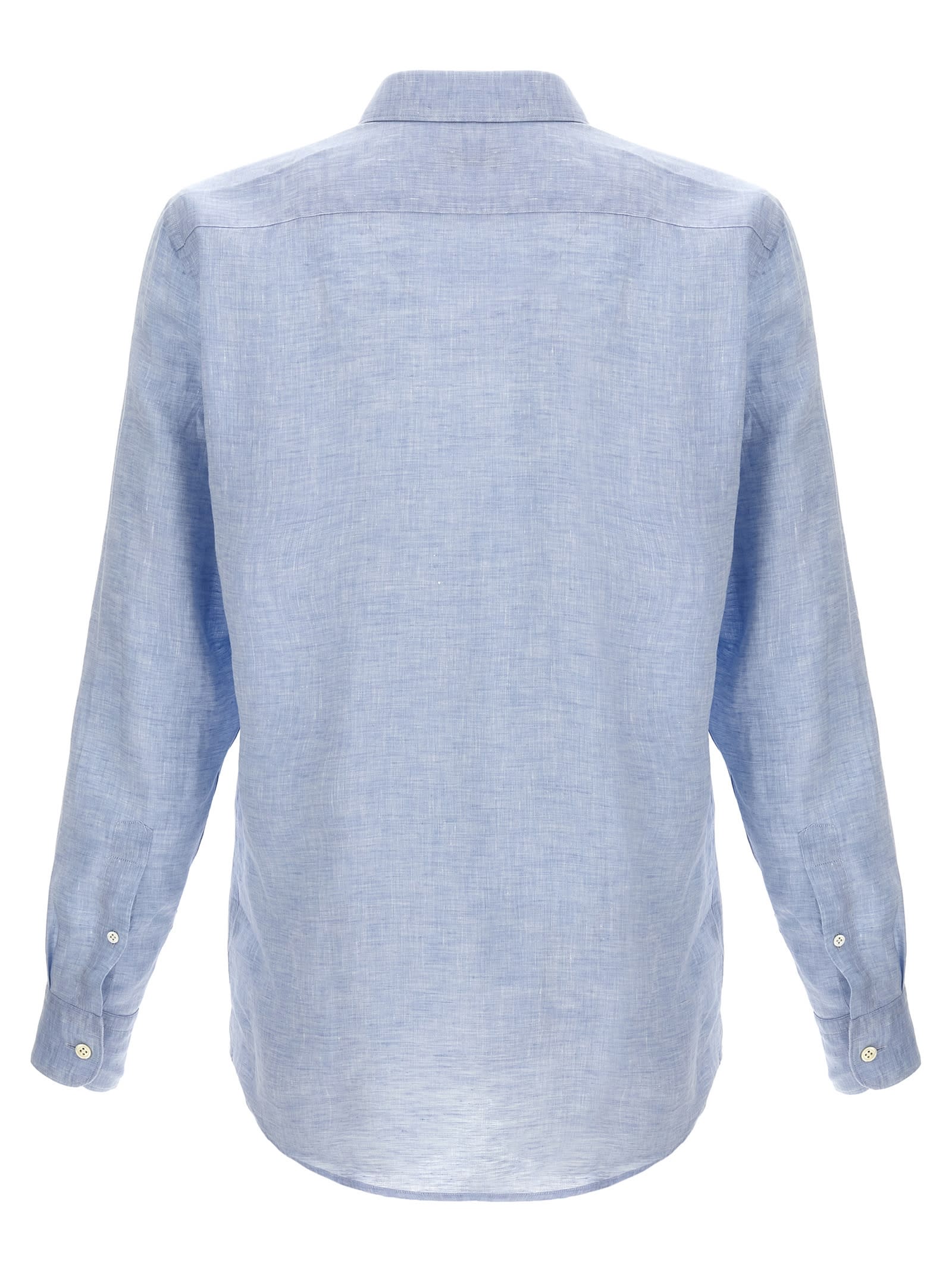 Shop Zegna Linen Shirt In Light Blue
