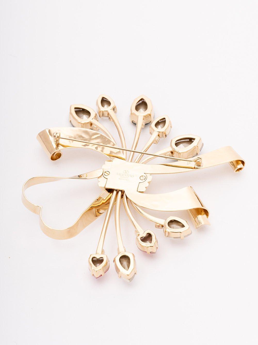 Valentino Crystal Embellished Brooch In Gold