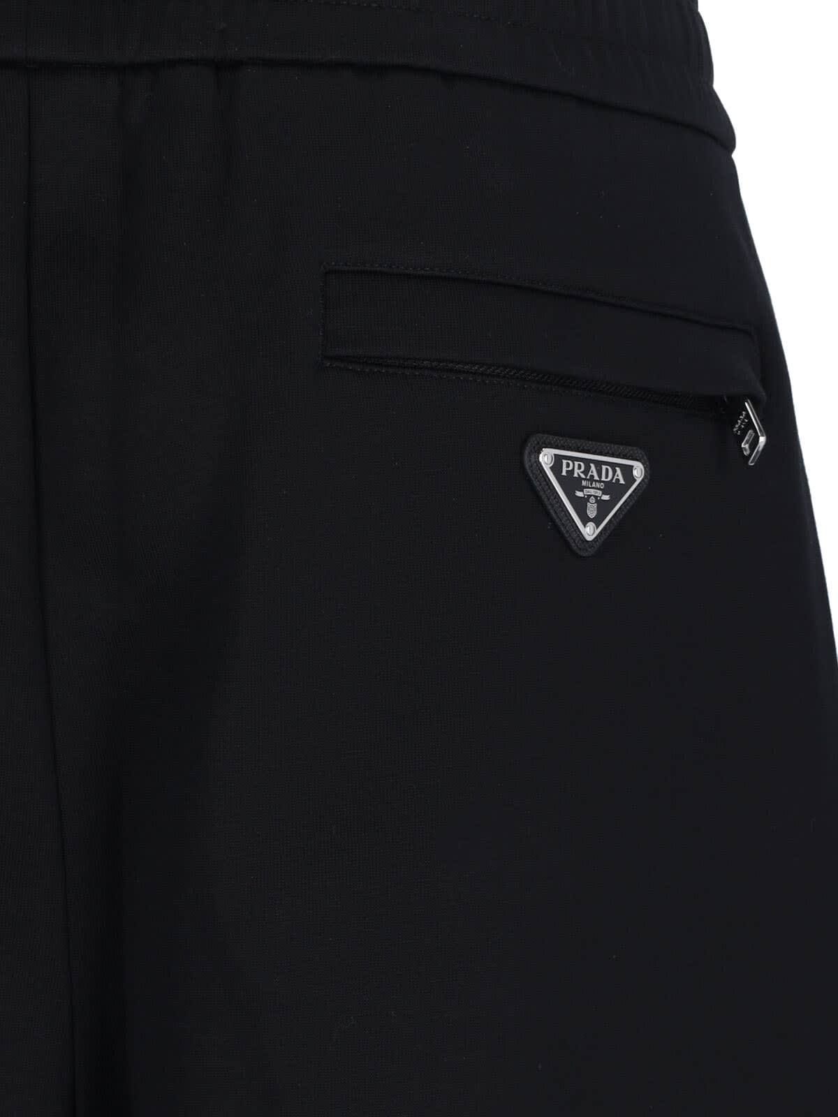 Prada Straight Trousers With Back And Cargo Pockets In Black