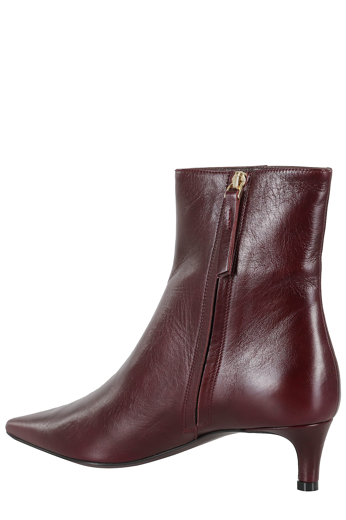 Roberto Festa Burgundy Leather Ankle Boot In Red