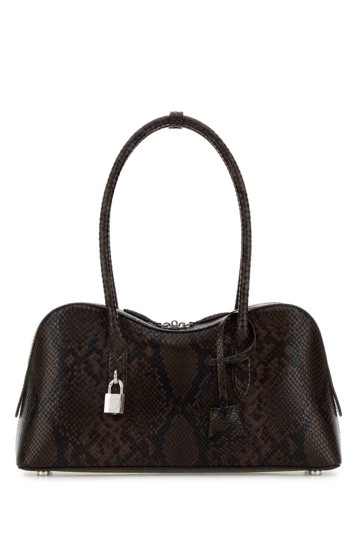 Stella Mccartney Stella Ryder Medium Snake-effect Faux Leather Shoulder Bag In Brown