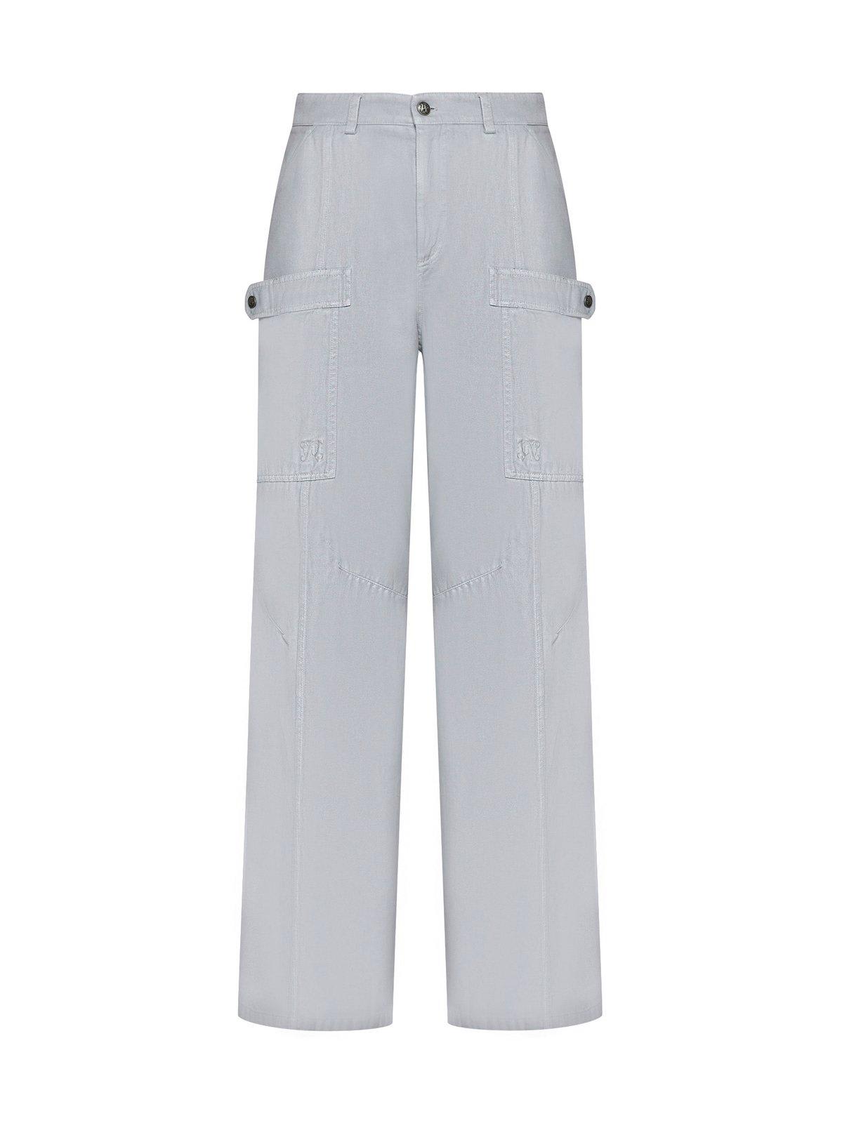 Shop Palm Angels Wide-leg Mid-rise Trousers In Grey