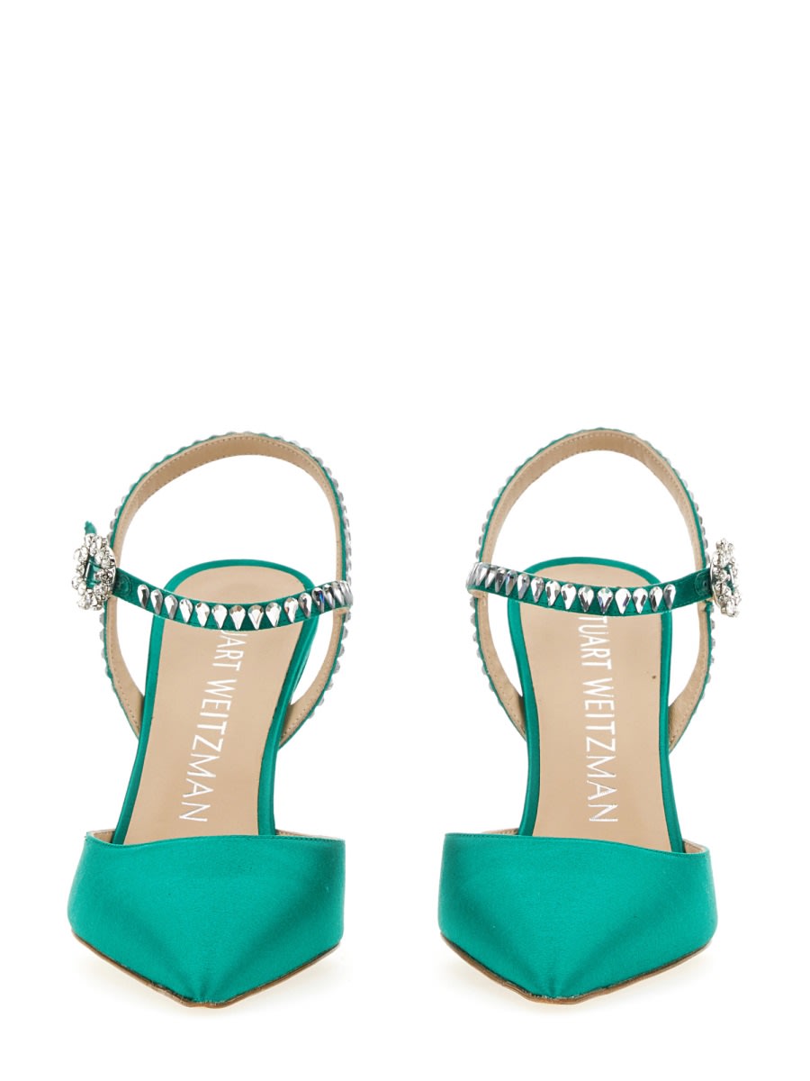 Stuart Weitzman Gemcut 100mm Ankle-strap Pumps In Green