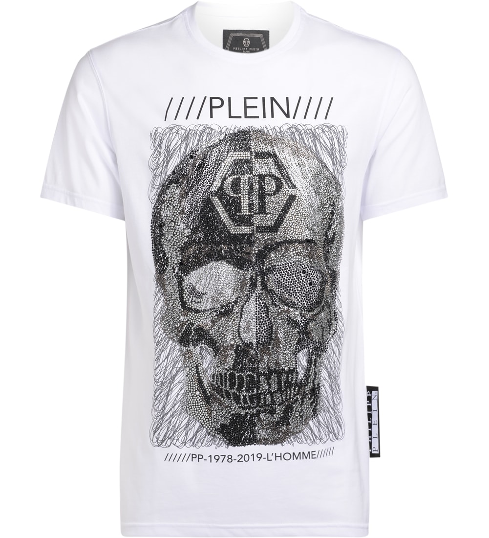 Philipp Plein Philipp Plein Platinum Cut White T-shirt With Skull Print ...