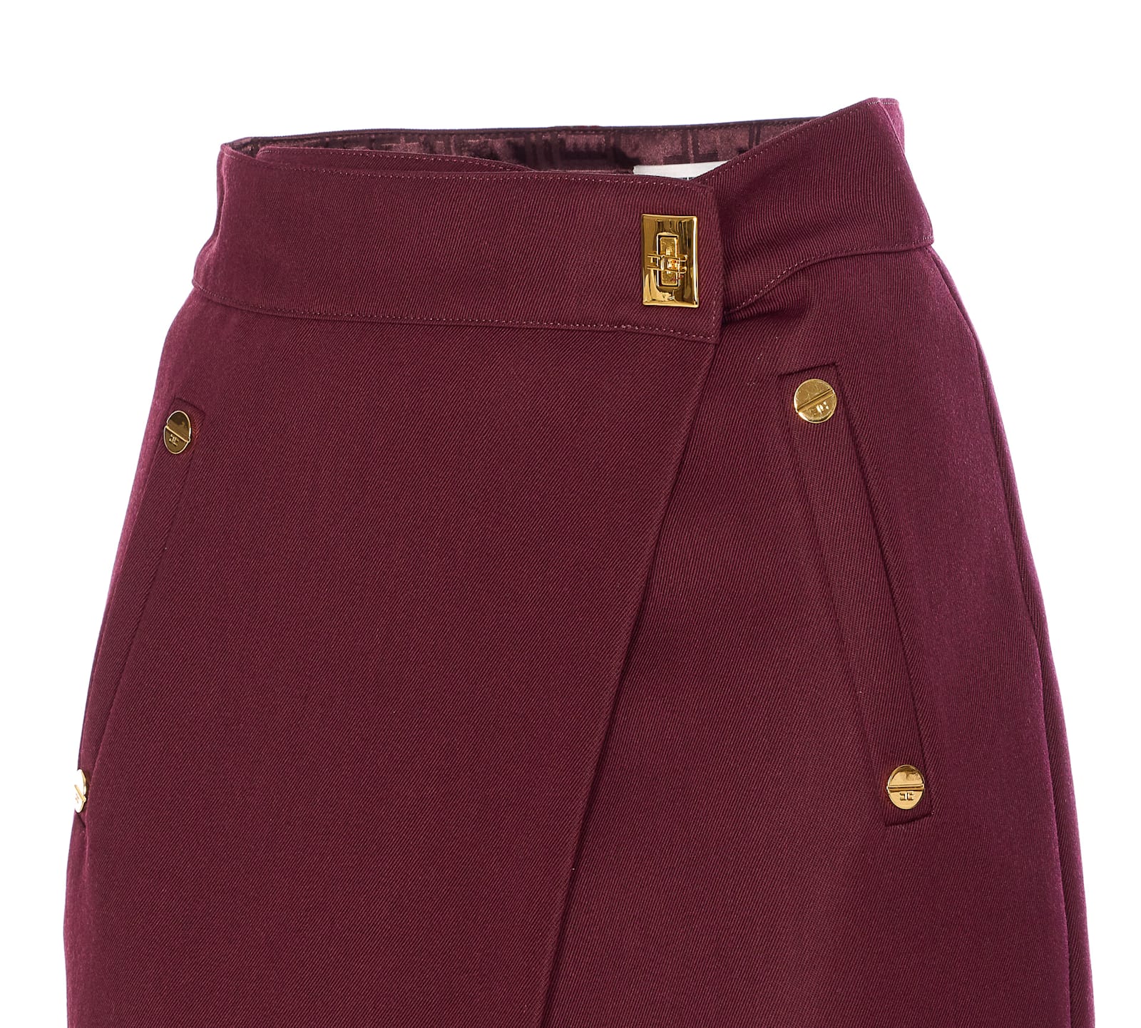 Elisabetta Franchi Skirt Bordeaux Wrap Wallet Button Gold In Burgundy
