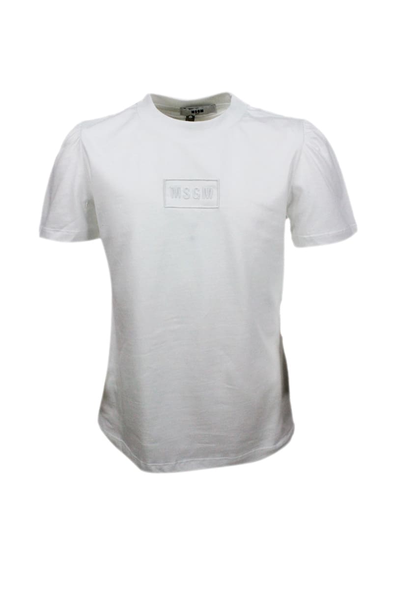 MSGM Short-sleeved Cotton T-shirt With Logo Lettering