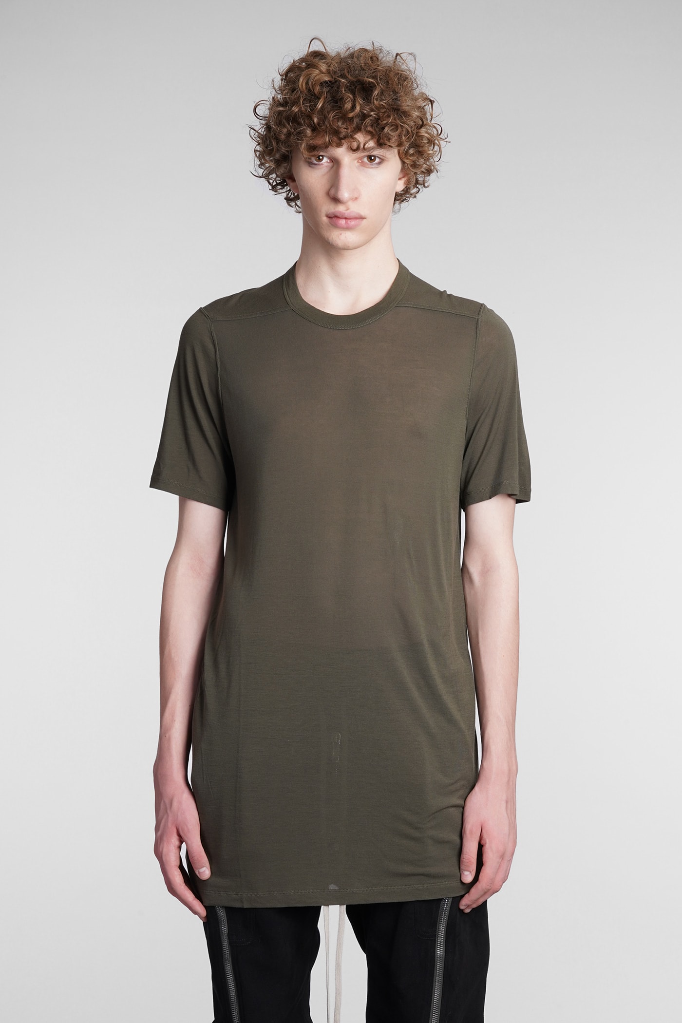 RICK OWENS T-SHIRT IN GREEN COTTON