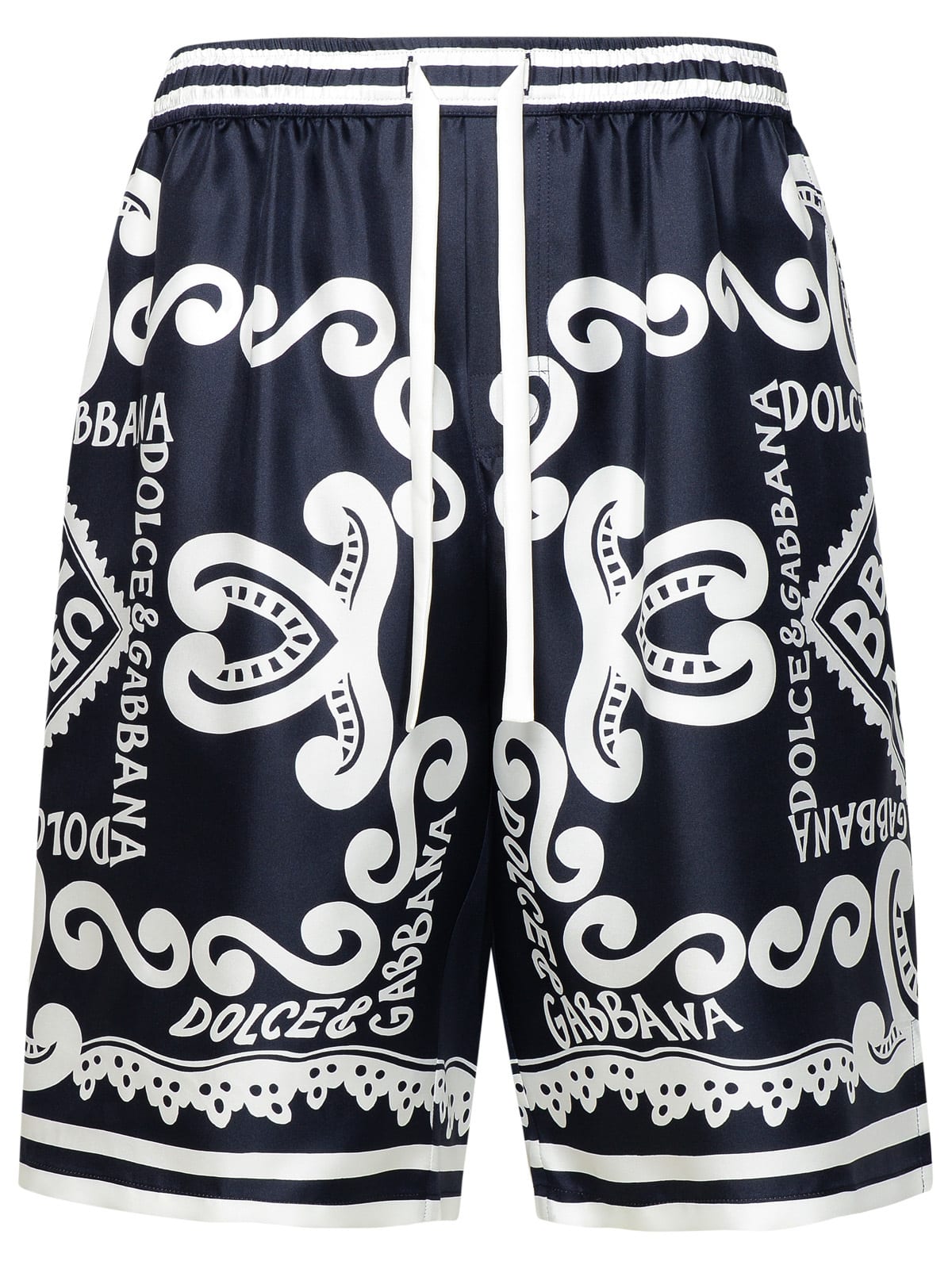 Shop Dolce & Gabbana Bermuda Shorts Navy Silk Joggers In Dg Marina F.blu