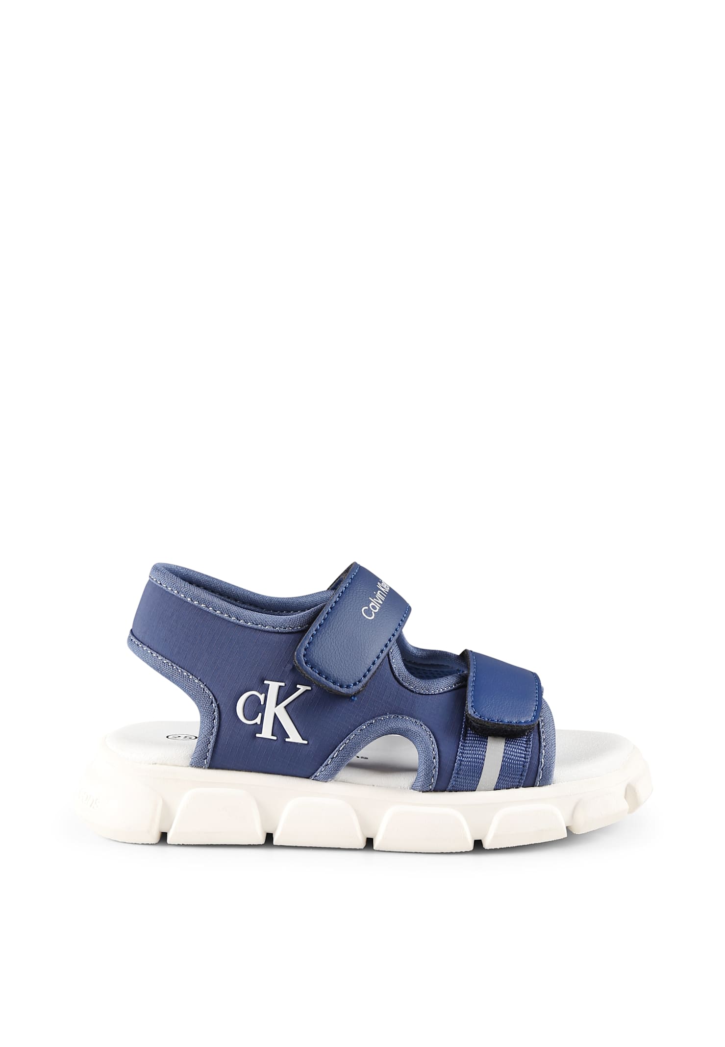 Calvin Klein Beige Sandals For Boy With Logo In Blue