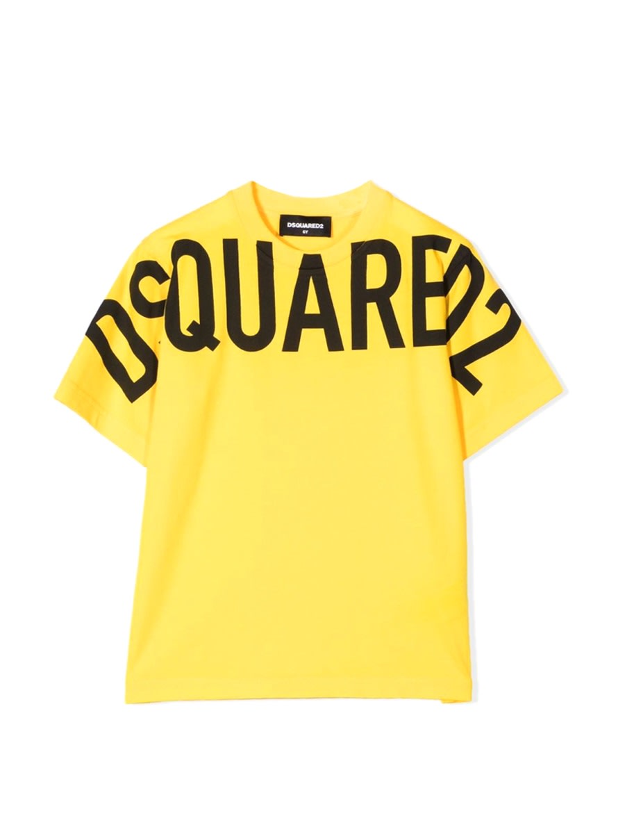 Dsquared2 Kids' Slouch Fit Maglietta In Yellow