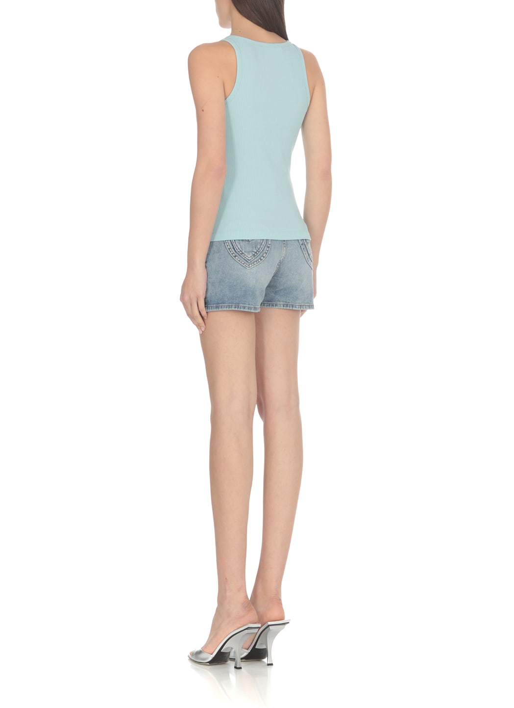 Shop M05ch1n0 Jeans Tops With Logo In Light Blue
