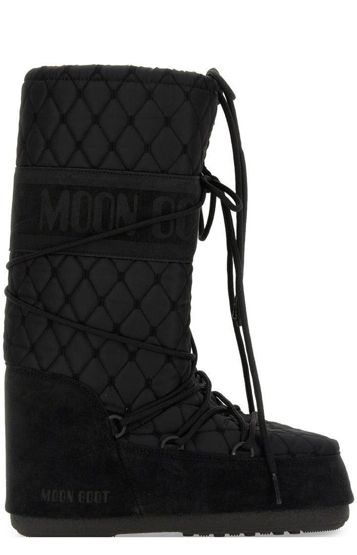 Shop Moon Boot Icon Quilted Lace-up Snow Boots In Black