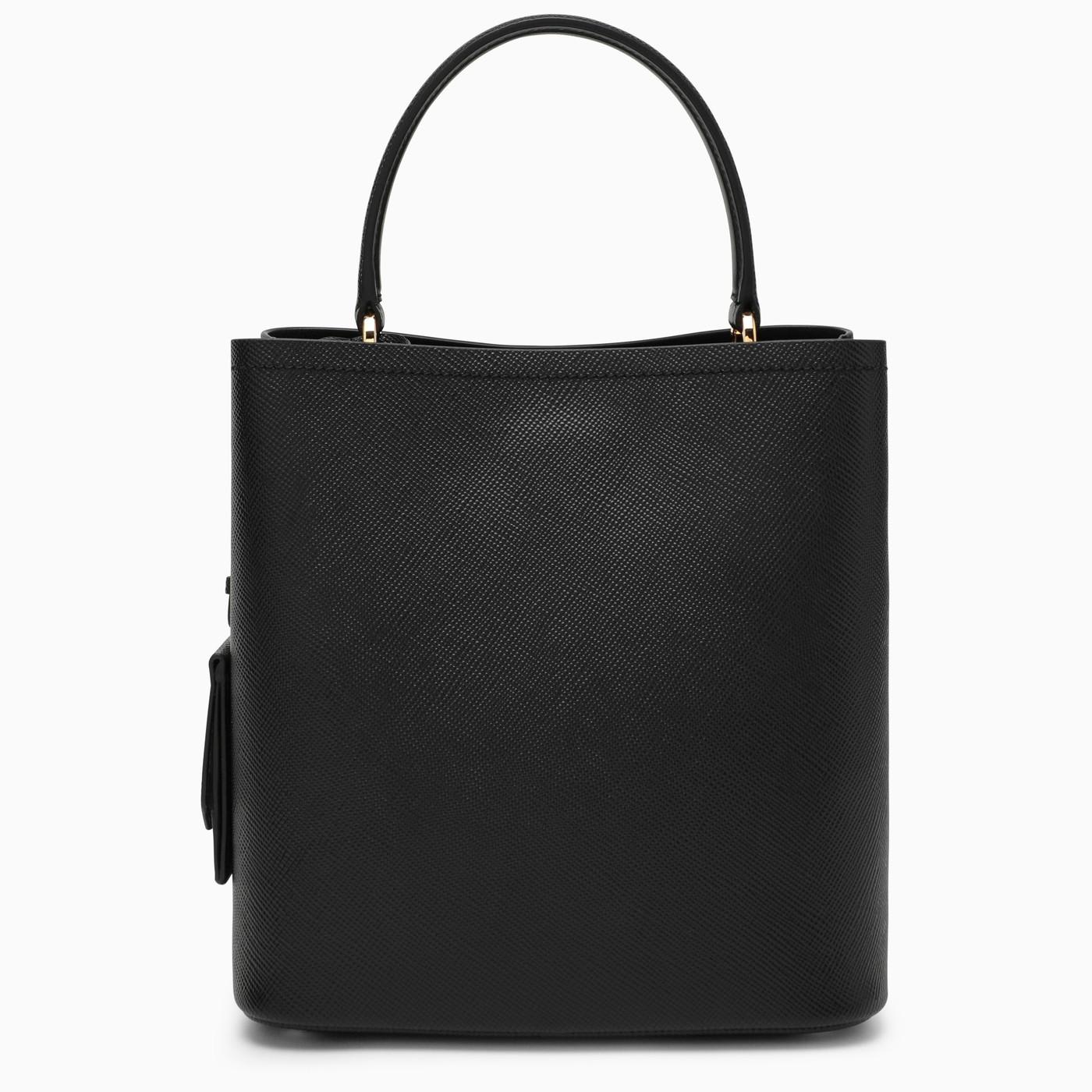 Shop Prada Panier Medium Bag In Black Saffiano In Nero