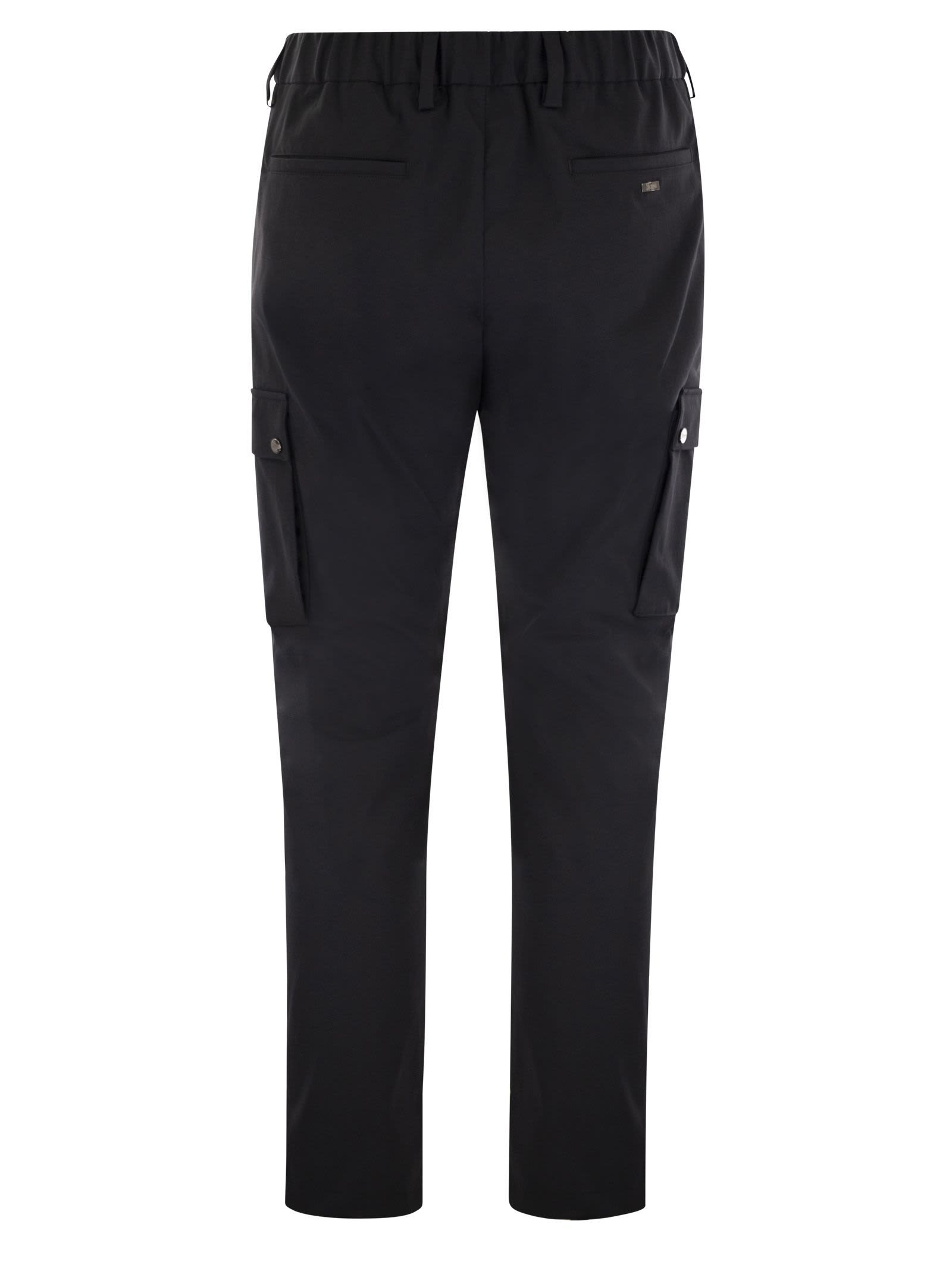 HERNO MECHANICAL STRETCH TWILL CARGO TROUSERS 