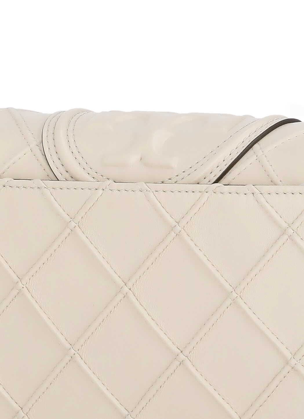 Tory Burch Ivory Leather Fleming Clutch In Panna