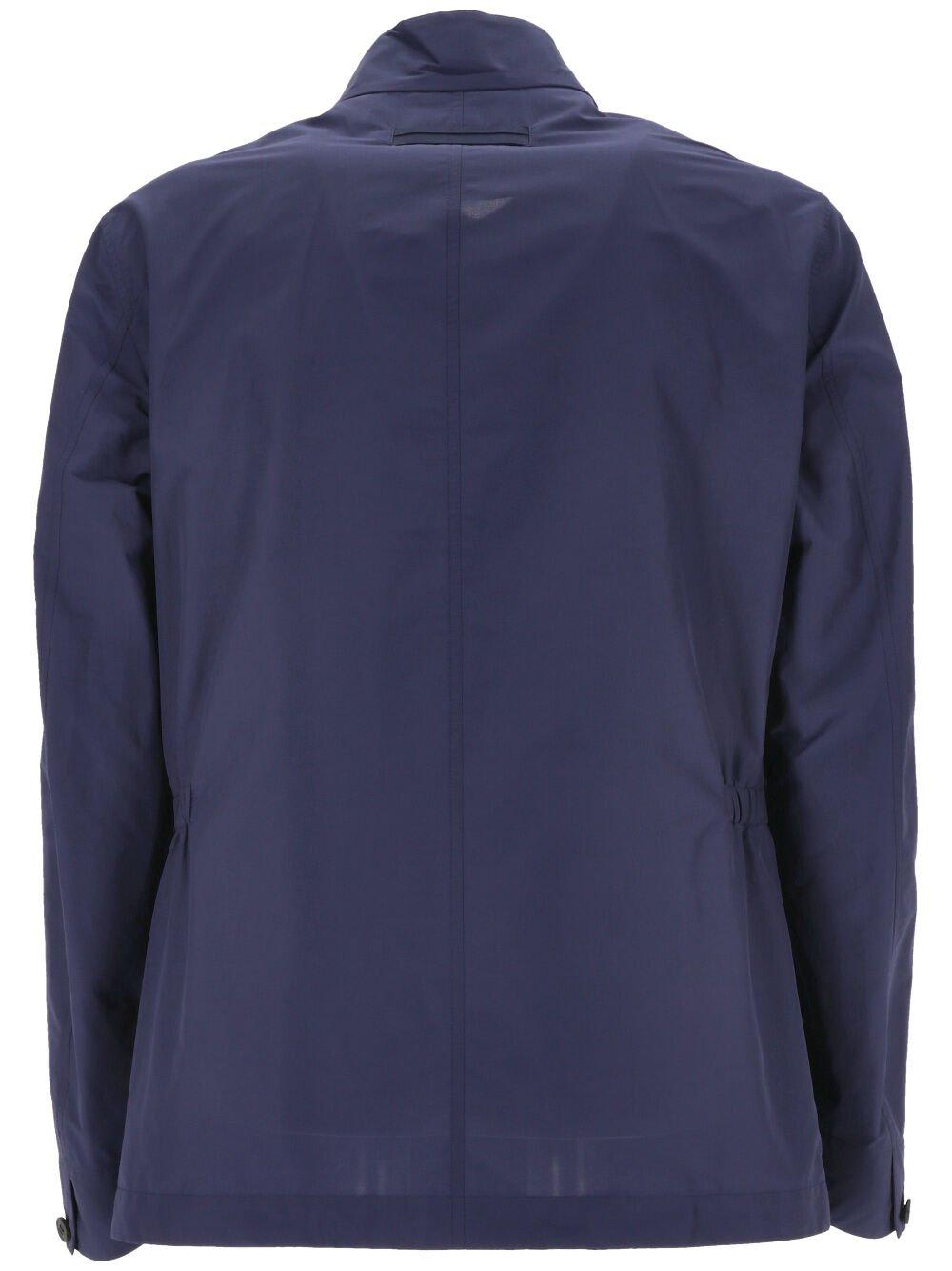 Shop Zegna Long-sleeved Buttoned Tailored Jacket In Blue Navy