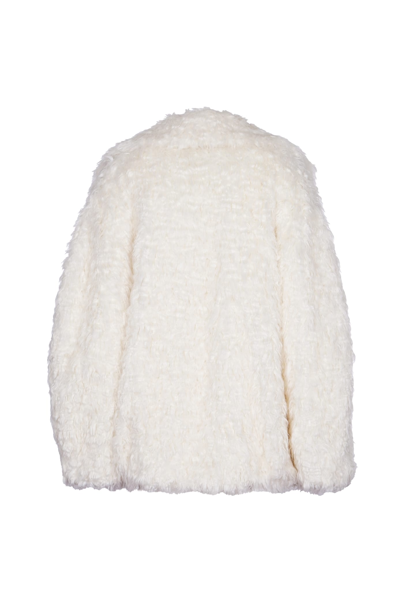 Shop Msgm All-over Fur Applique Jacket In Off White