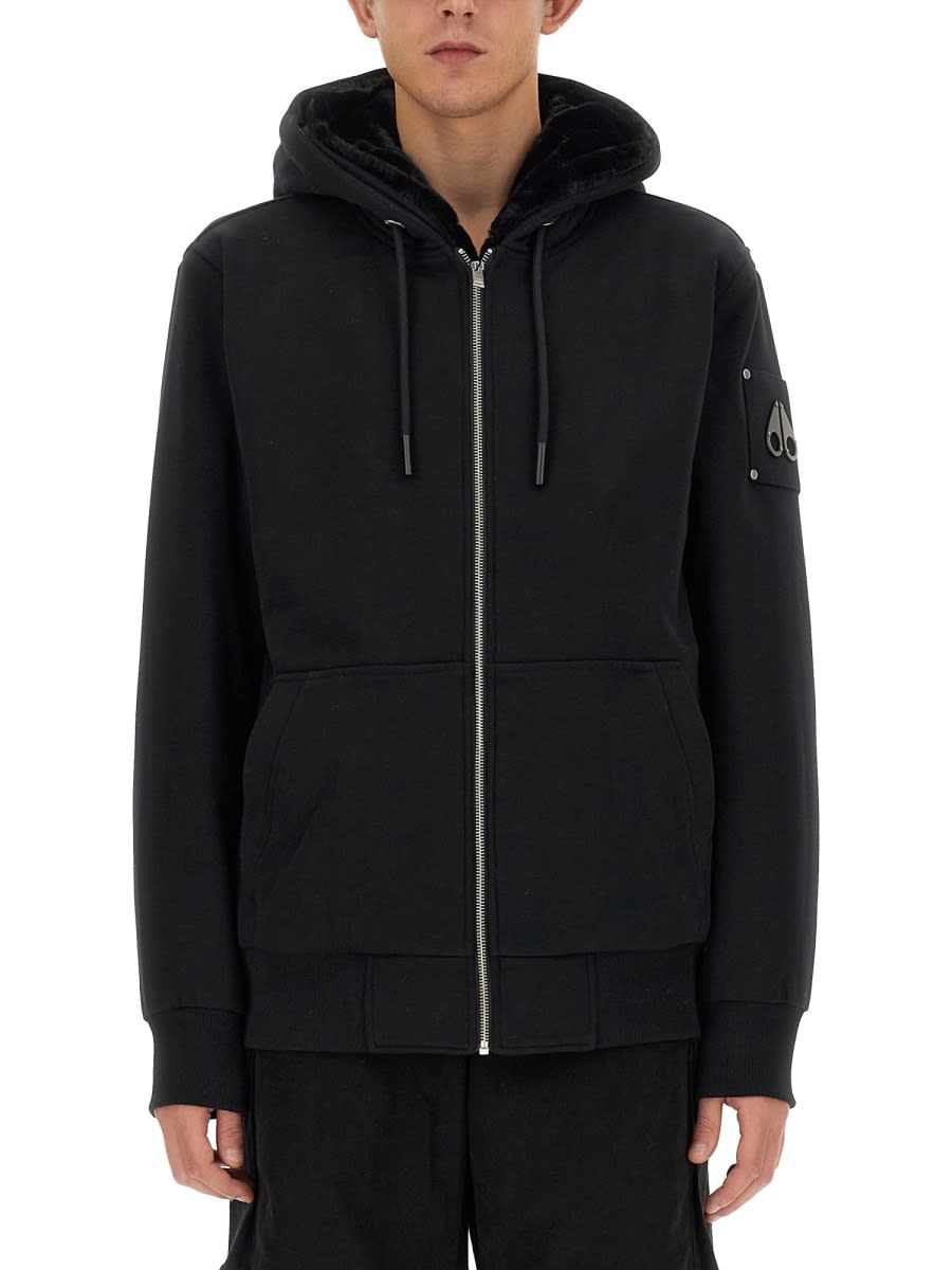 Shop Moose Knuckles Zip Sweatshirt. In Black