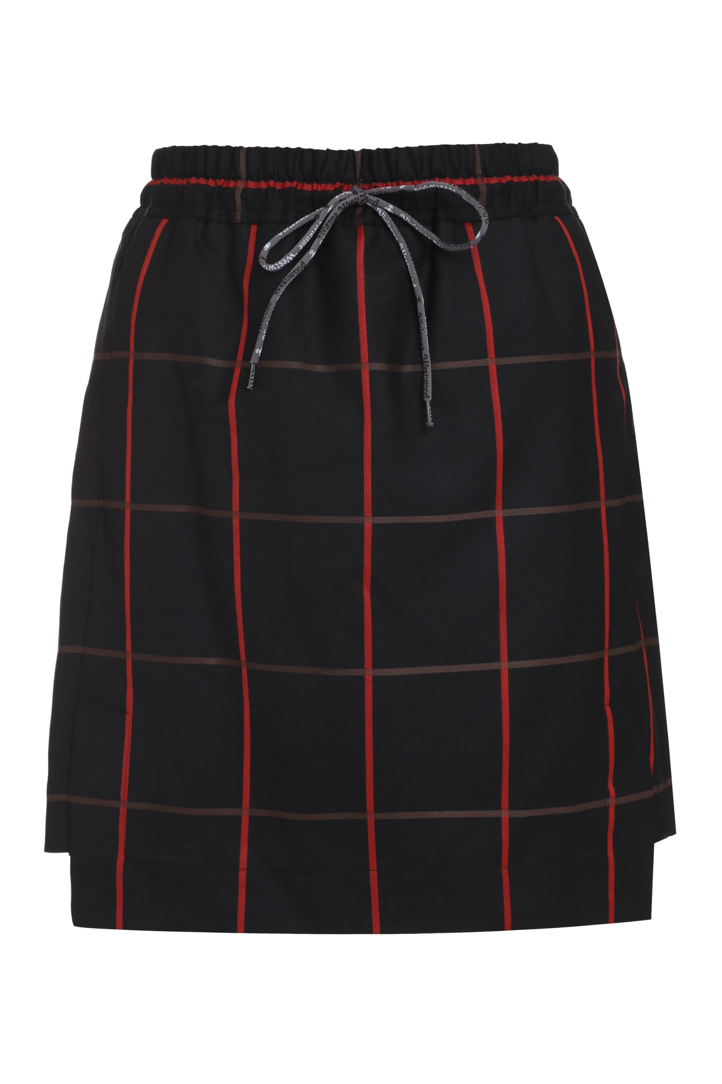 Shop Vivienne Westwood Check Pattern Wool Skirt In Black