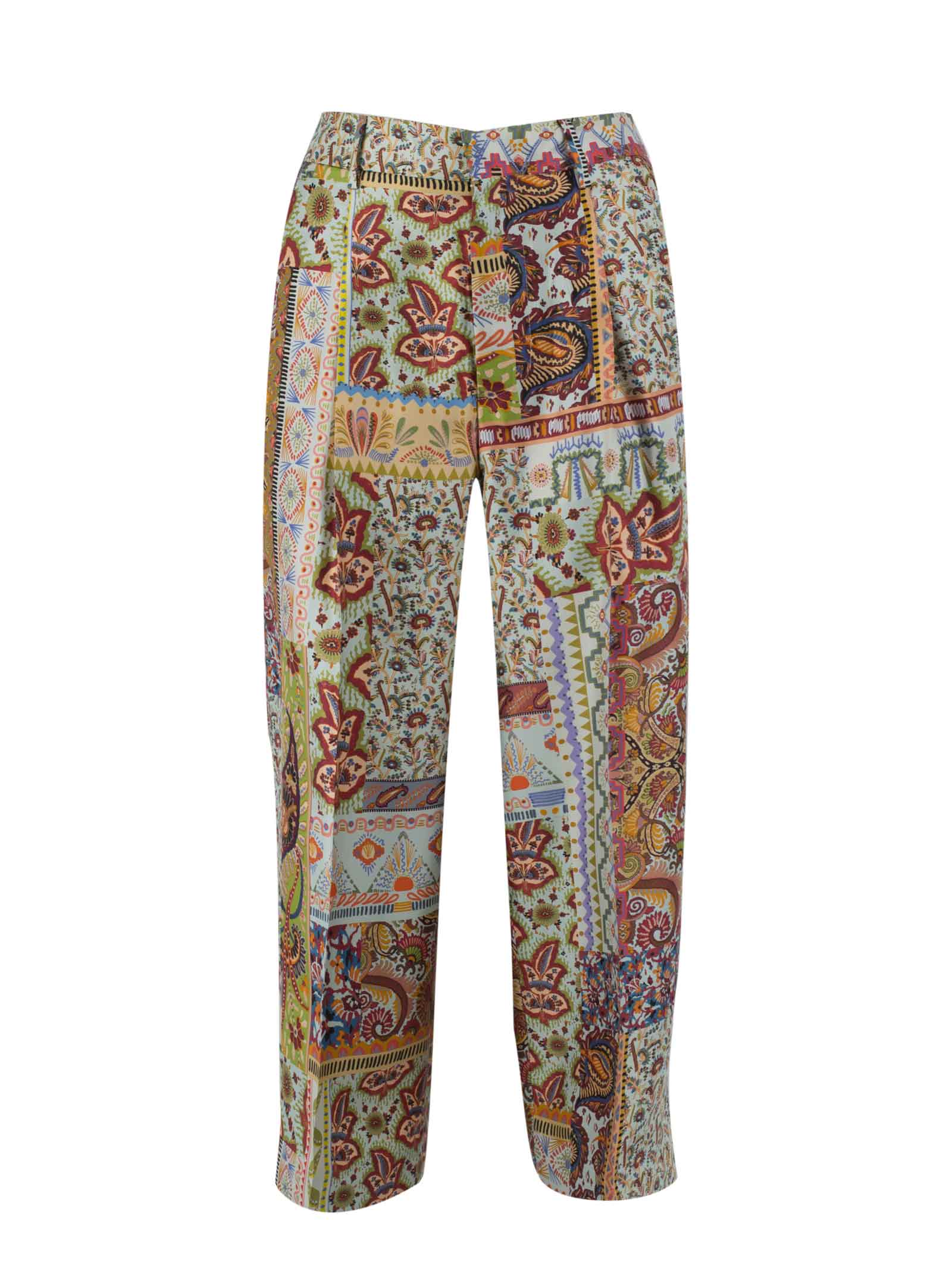 Etro Silk Paisley Print Trousers