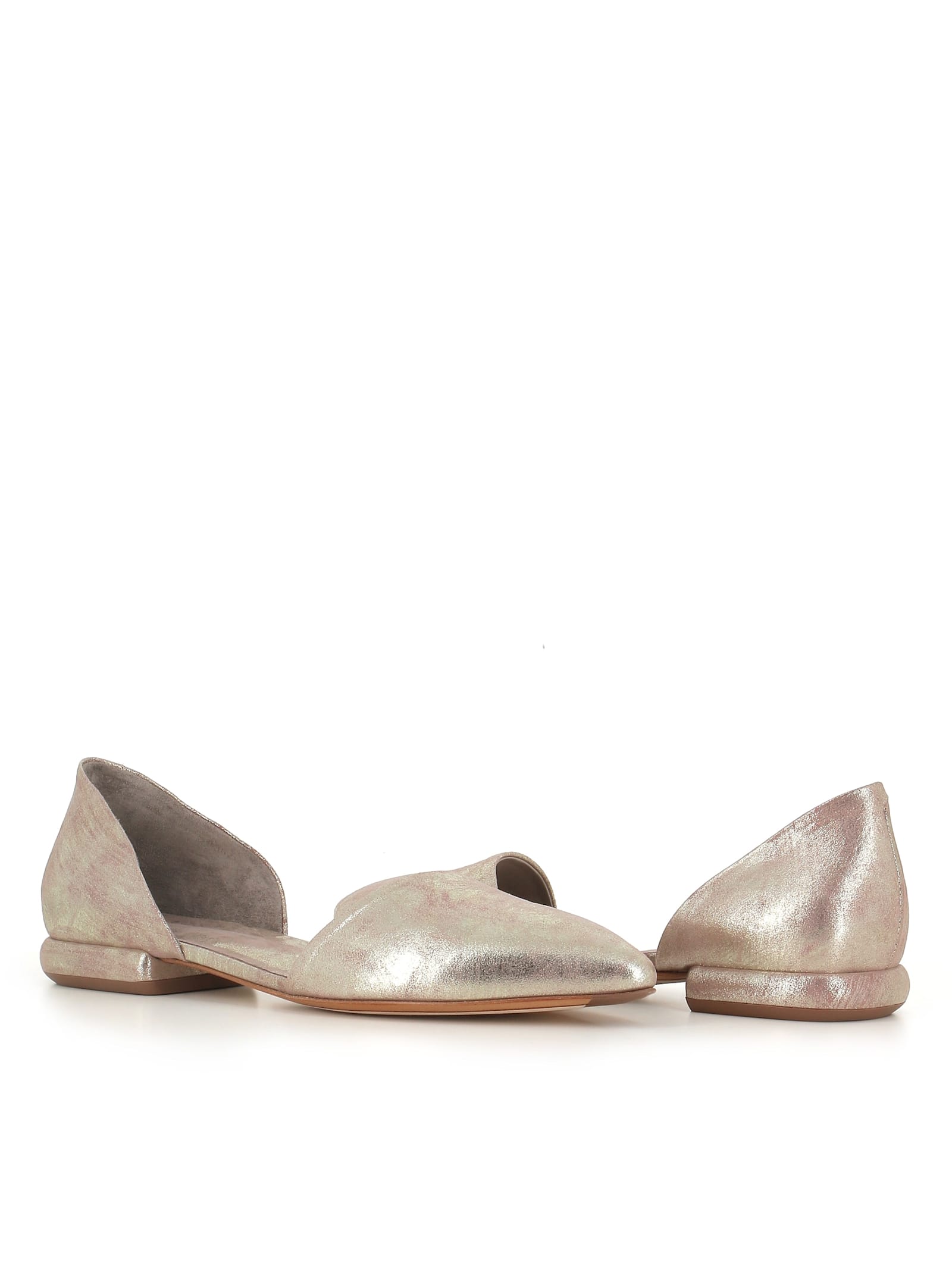 Officine Creative Leather Ballet Flats In Platinum