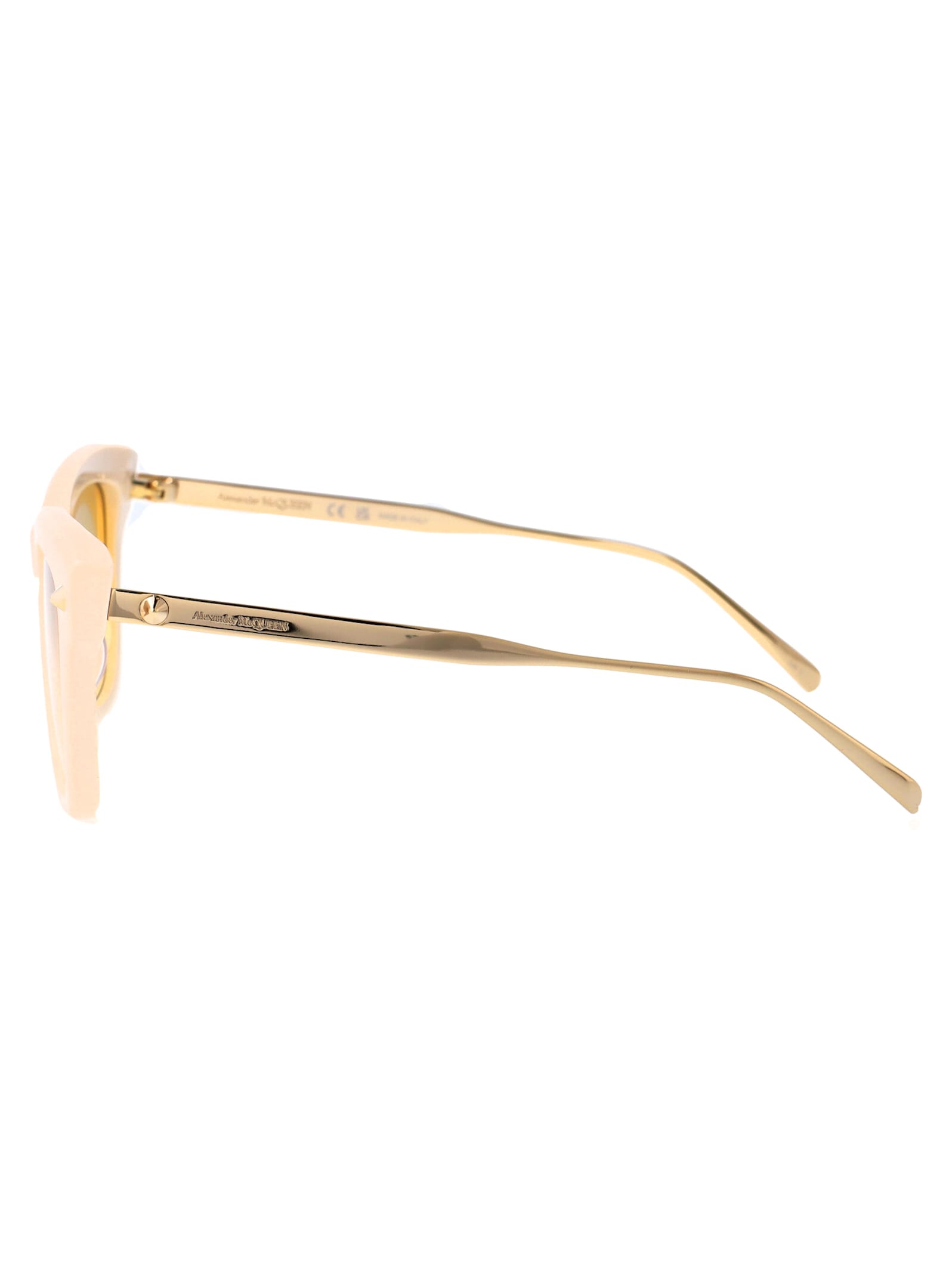 Alexander Mcqueen Ch0259s Rectangle Acetate Sunglasses In Ivory-gold-yellow