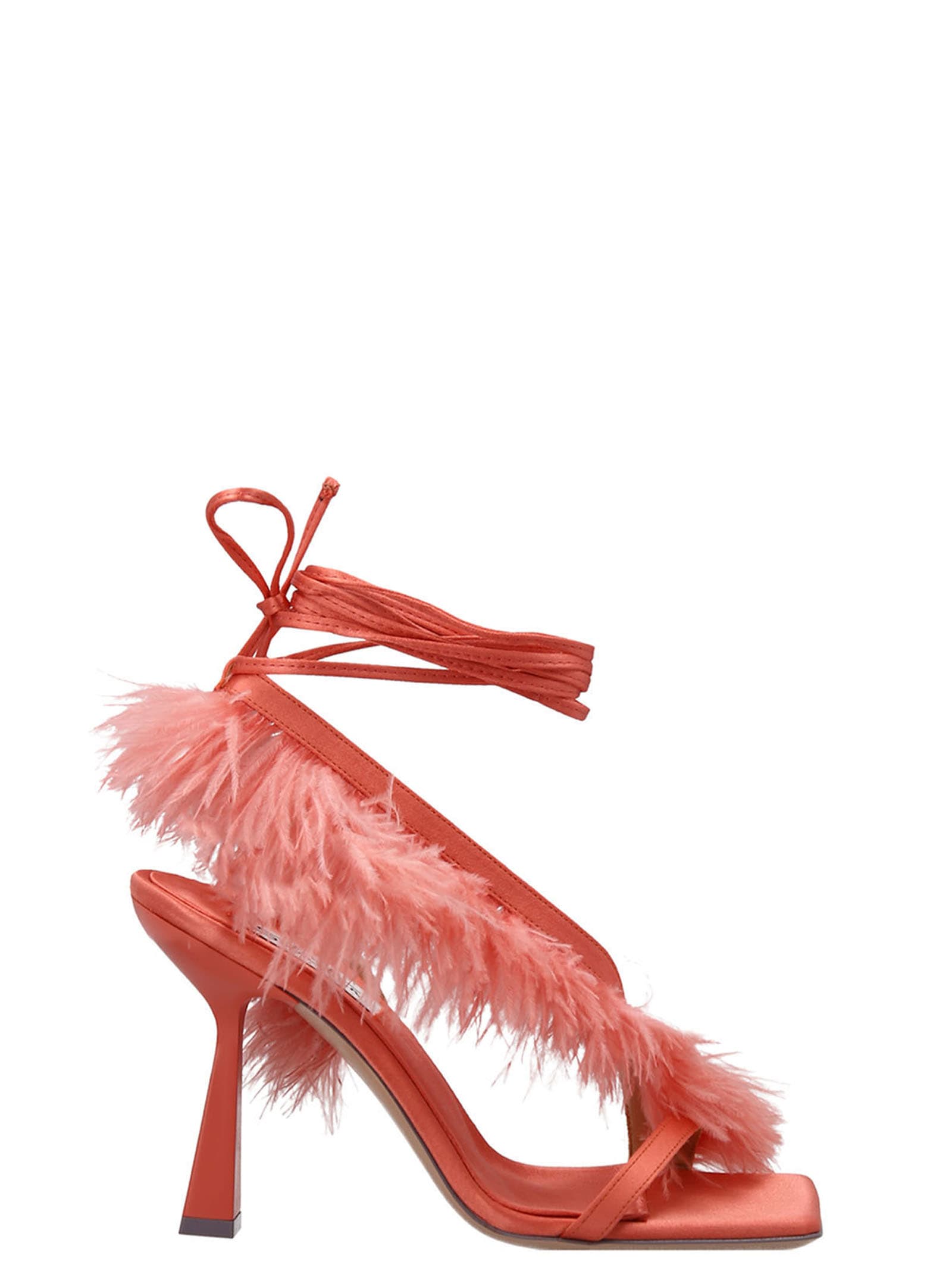 Shop Sebastian Milano Feather Wrap Sandals In Orange