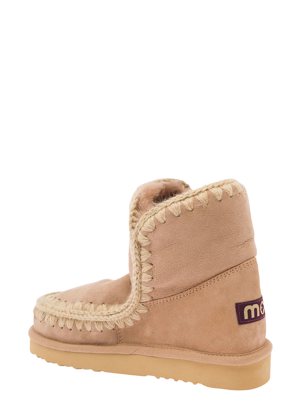 Mou Eskimo 18 Low Heels Ankle Boots In Camel Suede In Brown