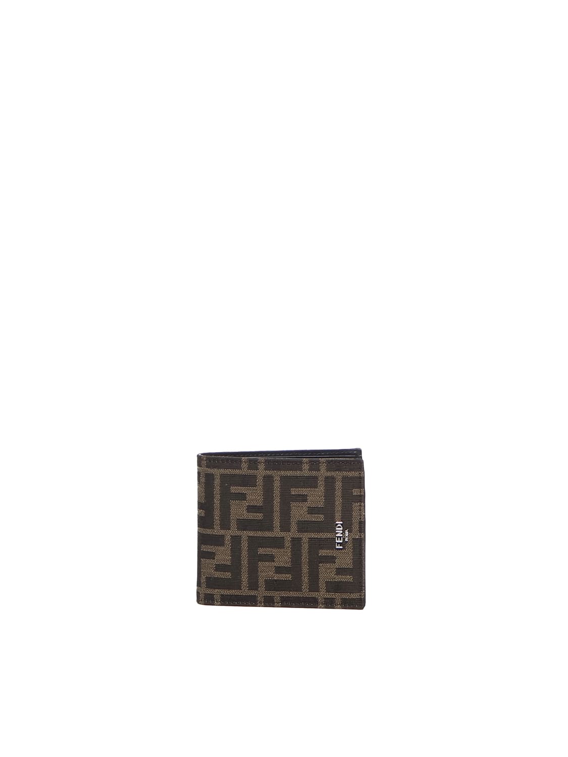 Shop Fendi Ff Bi-fold Fabric Wallet In Brown